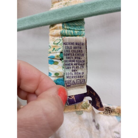 American Rag Cie Womens Y2k Tank Top Size Medium Yellow Green Floral BOHO Beach - Picture 5 of 7